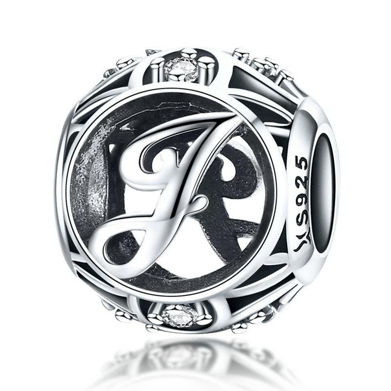 BAMOER 925 Silver Letter Collection A To Z Alphabet Charms Beads Fit Charm Bracelet DIY Jewelry Making