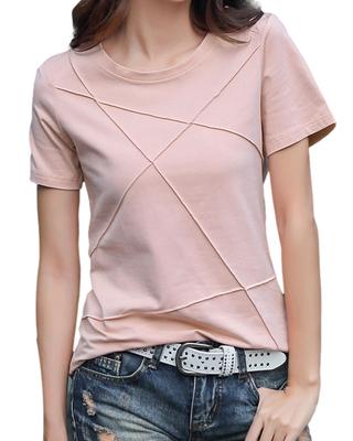 To Short Cut and Crew Line Round X M [Fiorior] [Comfortable Wear] Women's T-shirt, Sleeve, Sewn, Neck, Plain, Design, Clean, Cotton, U-neck, Neck,