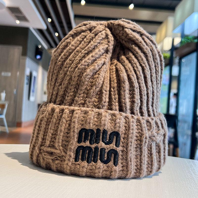 New Trendy Letter Embroidered Knitted Hat for Women In Autumn and Winter Warm Ear Protection Hat Showing Face Small Baotou Cold Hat