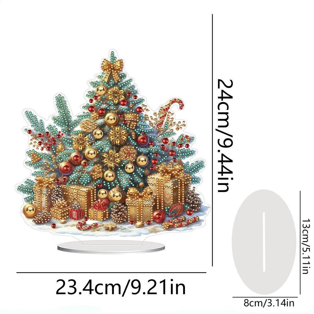Crystal Painting Kit 2D Acrylic Gem Crafts With Stand Christmas Tabletop Decor For Adult Child Family Farmhouse Workplace