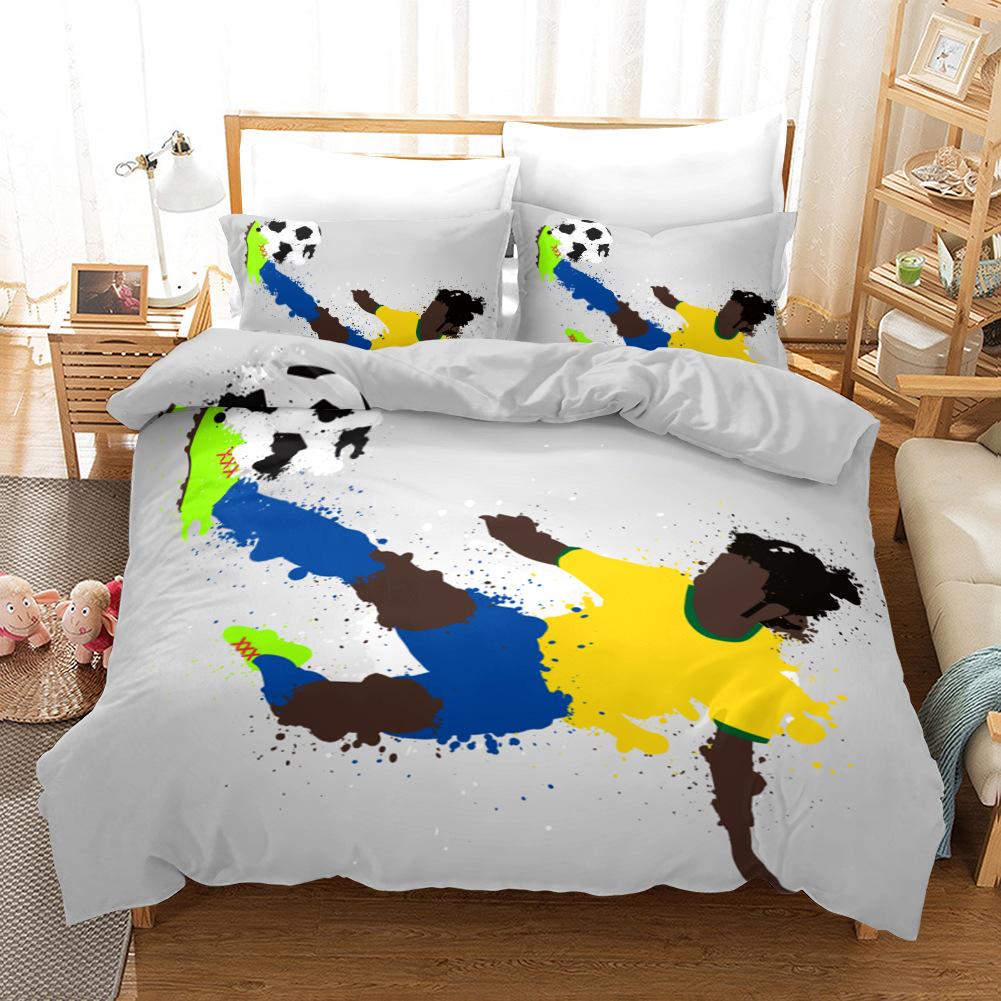 Football Duvet Cover Set Soccer Goal Soft Bedding Set Sports Competitive Theme 2/3Pcs Full Queen King Size Quilt Cover
