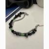 Bracciale Geometrico in Acciaio al Titanio e Pietra Nera per Uomo Donna Street Fashion per Uso Casual