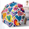 1pc Heart Print Automatic Open/Close Umbrella, Umbrella with Cartoon Design, Portable Compact Umbrella for Men & Women, Good Holiday Gift Yy