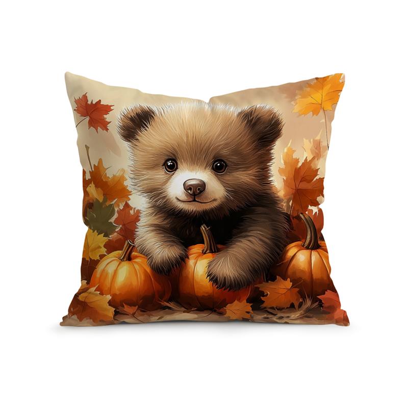 Short Plush Material pillowcaseHome Decor Cute Autumn Animals Pillow Covers for Home Pattern Cushion Cover Suitable for Sofa Bed