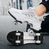 Double-Row Deform Wheel Automatic Walking Shoes Invisible Deformation Roller Skate 2 In 1 Removable Pulley Skate Skating Parkour
