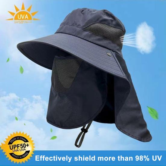 Summer UV Protection Sun Hat for Men Women Outdoor Visor Bucket Hat with Neck Flap And Face Guard Wide Brim Fisherman Hat for Fishing Camping Hiking