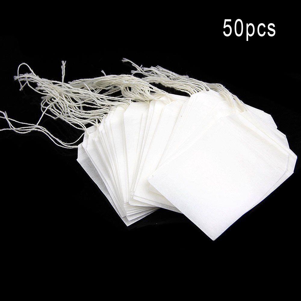 Empty Teabags String Heat Seal Filter Paper Herb Loose Tea Bag White 50Pcs/Set