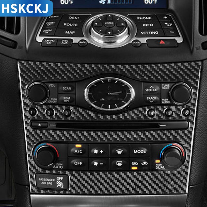 Echte Kohlefaser Mittelkonsole Aufkleber Innenraumzubehör Styling Dekoration Für Infiniti G37 2007-2013 Q60