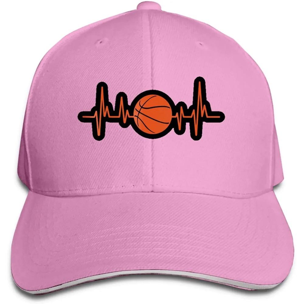 Unisex Oransje Basketball Hjerterytme Baseballcaps Justerbar Lue Sandwichlue Hip Hop Luer
