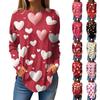 Tee Shirts For Women Fall Casual Long Sleeve Shirts Sweatshirt Vintage Graphic Printing Top Pullover Valentine's Day
