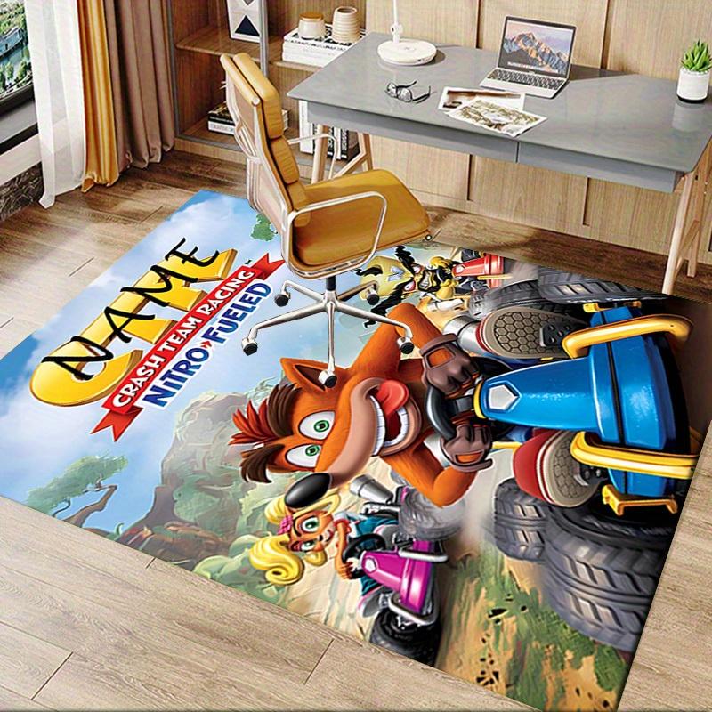 Poster Crash Team Racing Büro Teppich Weiches Polyester Eingangsteppich Waschbar Rutschfest Maschinenwaschbar