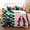 3D Kamado Tanjirou Nezuko Demon Slayer Bedding Set Custom Duvet Cover Full Queen King Size