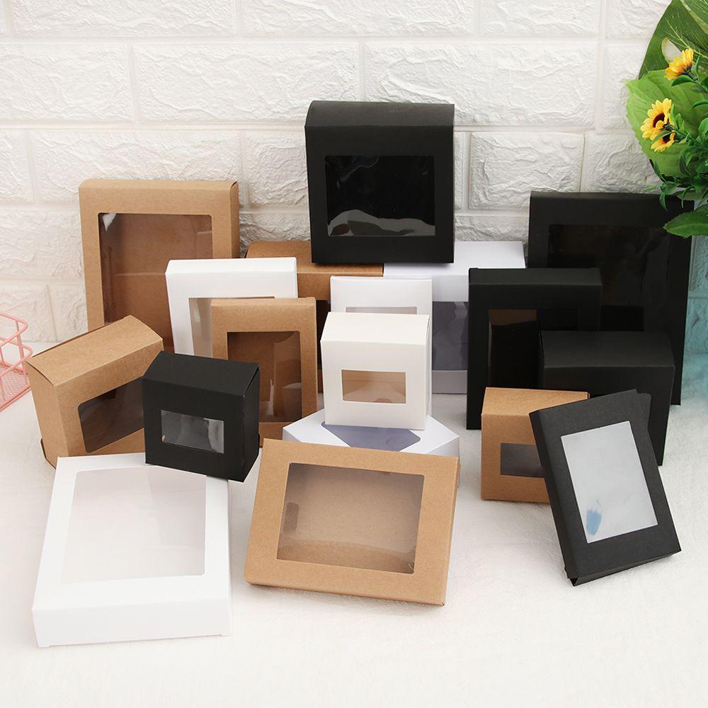Kids Gift Birthday Party Supplies Paper Gift Box Cake Package Clear PVC Window Candy Wrapping Bag