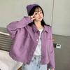 New Purple Denim Jacket Women's Short Loose Vintage Retro Casual Jacket Top Ins Fashion