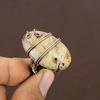 Natural Fossil Coral Gemstone Handmade Copper Wire Wrap Ring Size 7.5 Y6e03