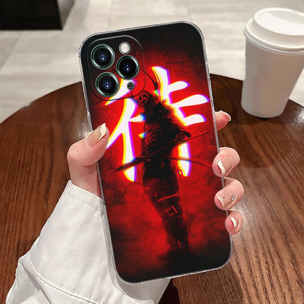 Japanese Art Samurai Ninja Transparent Case For Apple iPhone 18 17 16 15 14 13 12 11 Pro Max Plus 16E 17Air 17Pro Phone Cover Funda
