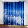 Blue Sky And White Clouds Series Cheap Sunshade Curtains Living Room Bedroom Home Decoration 2 Pieces of Hooks Punch Holes