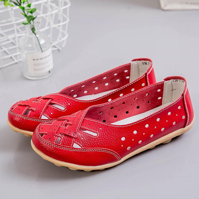 Women Leather Driving Shoes Moccasins Comfort Flats Casual Slip On Yellow Nurse Walking Summer Maternity Shoes for Mother