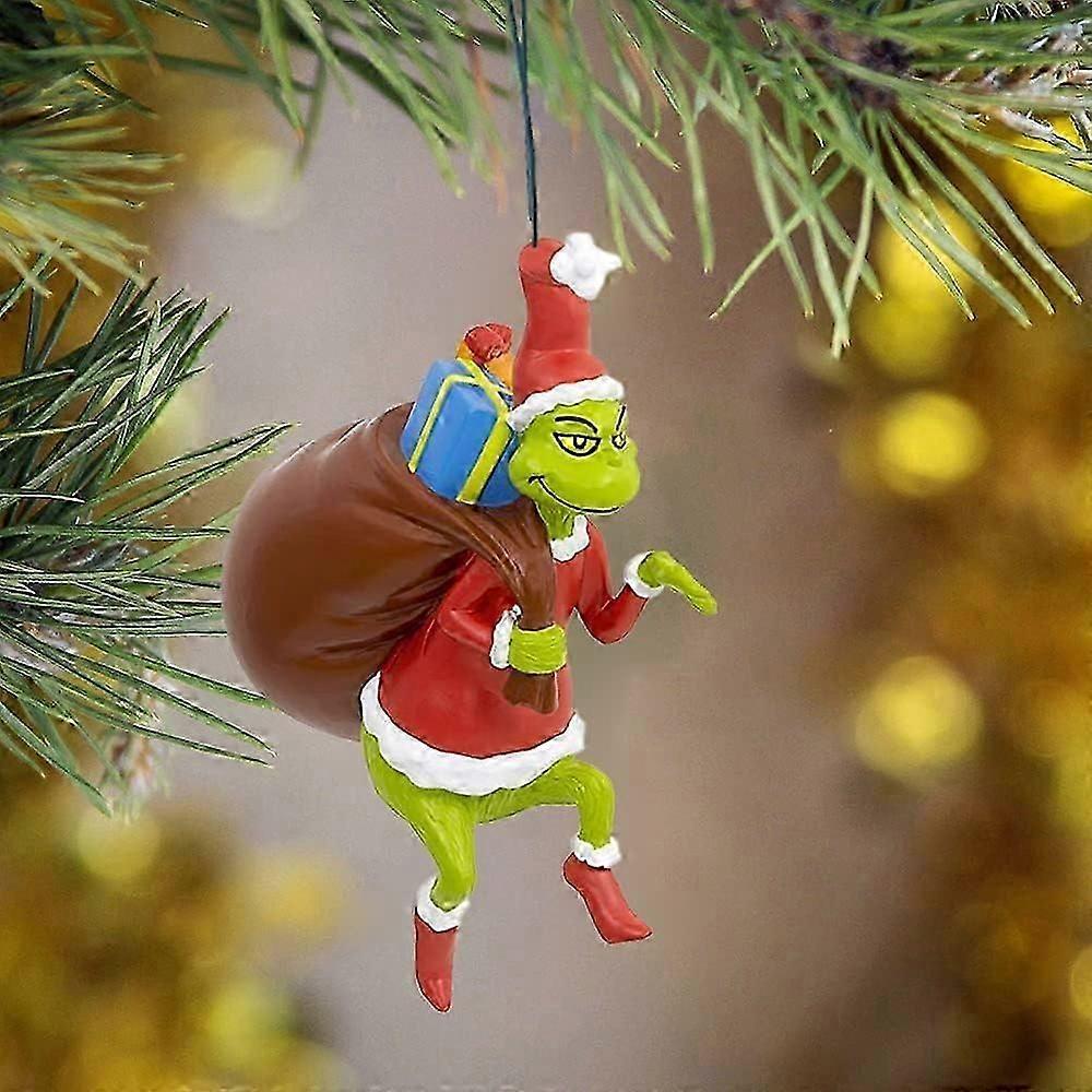 Grinch Hängendes Ornament Weihnachtsdekorationen Anhänger, Lustiger Harz Grüner Grinch Weihnachten Deko