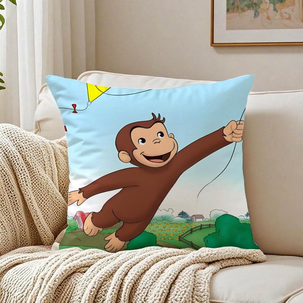 CCurious George Pillow Kids Cartoon Cushion Cover Pillowcase Antidustmite Living Room Sofa Decor Cushion Room