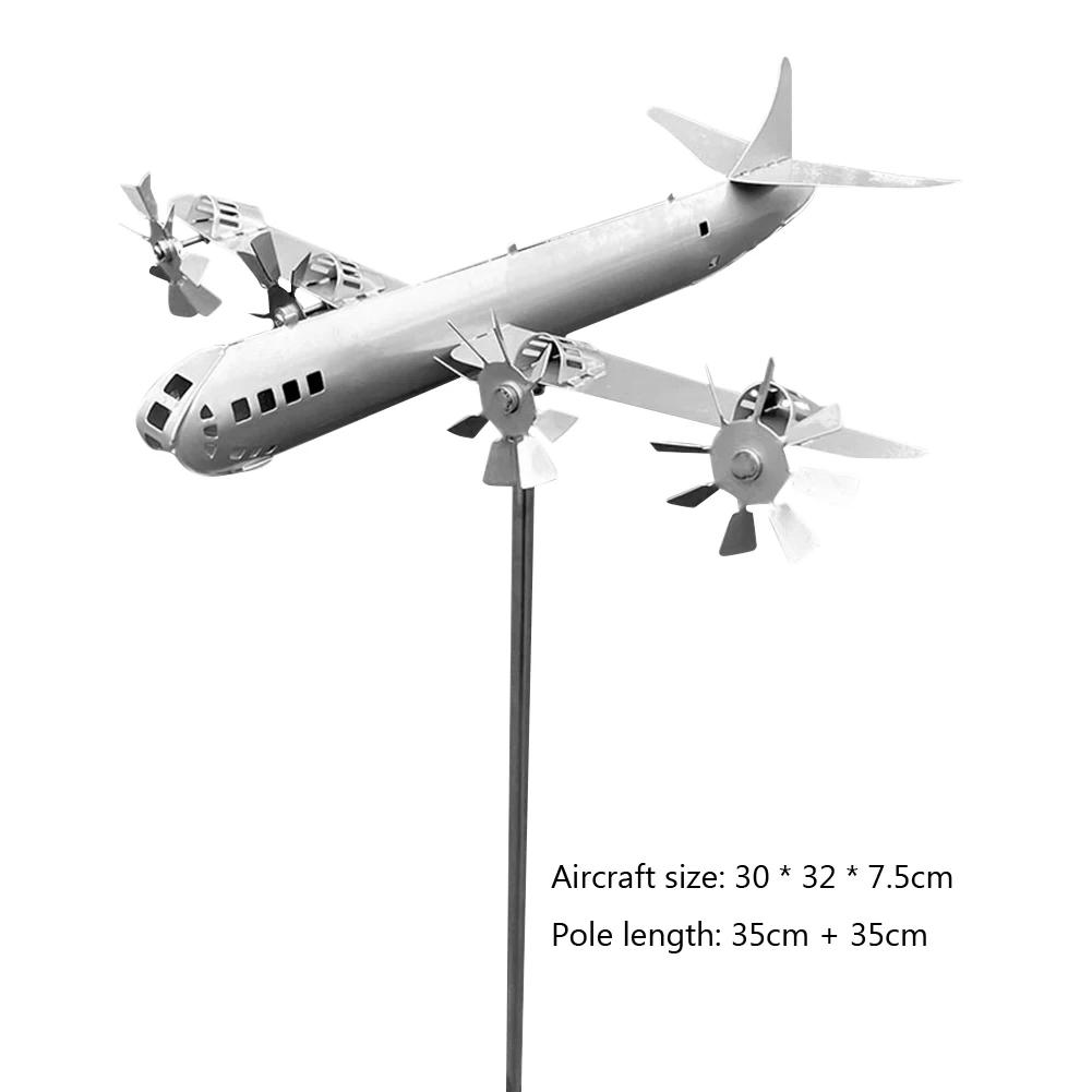 Wetterfahne Windrichtungsanzeiger 3D Metallflugzeug Windmühle Wetterfeste Ornamente für Garten Kreative Flugzeug-Wetterfahne