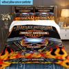 Set Biancheria da Letto Harley-Davidson Motorcycle Artwork 3 Pezzi, Ideale per 1 Copripiumino e 2 Federe Perfetto come Regalo per Fan, Ideale per Camera da Letto, Stanza dello Studente