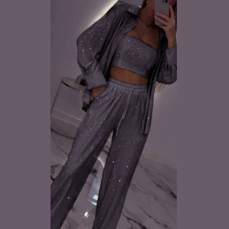 Lente Polyester Casual Kostuumset Met Zakken Voor Dames Kantoor Kleding