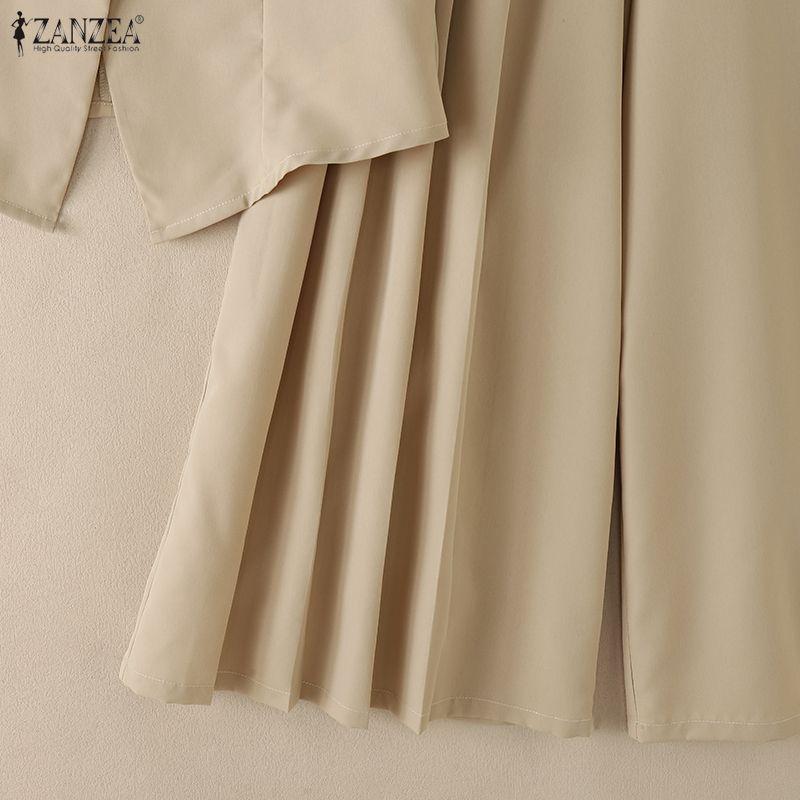 ZANZEA Women Sleeveless Vest Tops and Wide Leg Pants Casual Two Piece Sets