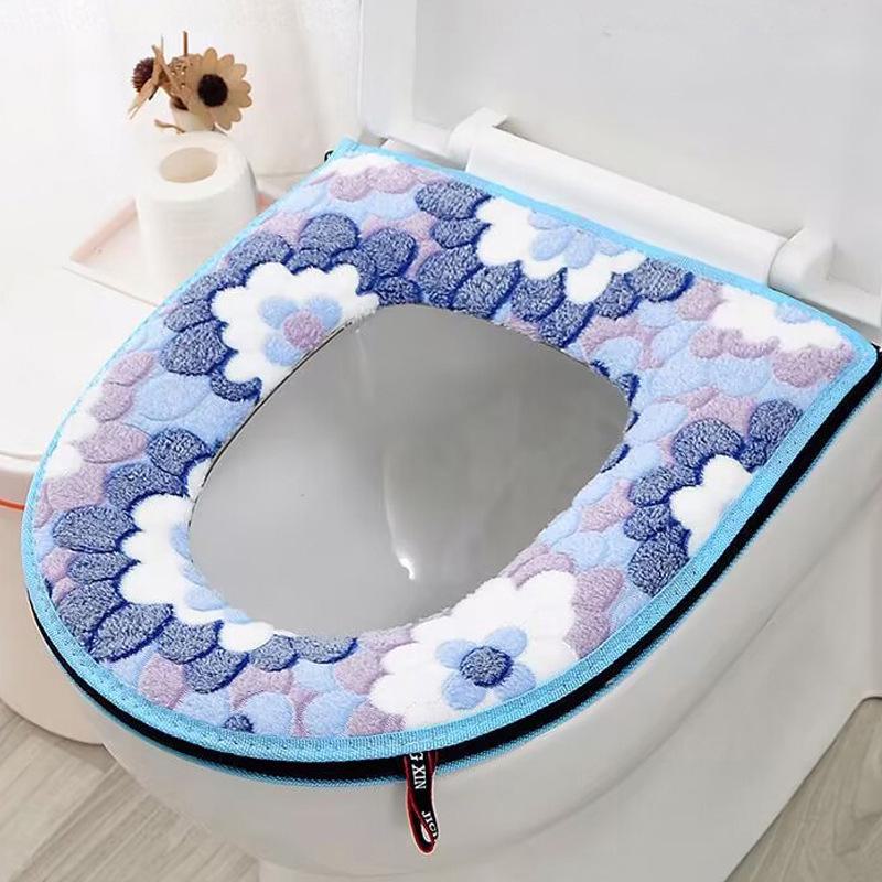 Plush Zipper Toilet Seat Cover - Thickened for All Seasons