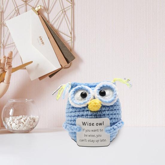 Positive Crocheted Doll with Encouraging Card Emotional Support Handmade Knitting Vegetable Fruit