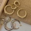 Elegant Crescent Semicircle Large Metal Earrings - Silver Needle Trend for Women