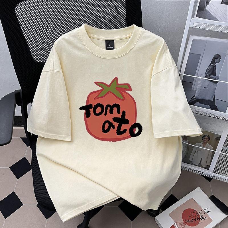 Women's Summer New Age Reduction Fruit Print Loose Round Neck Half Sleeve Blouse