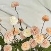 Artificial Pompon Mum, 5 Heads Faux Mini Chrysanthemums Ball, Small Fake Flower Stem for Vase Filler, DIY Bouquet, Autumn Table Centerpiece, Flower
