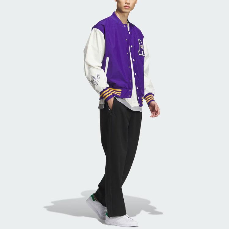 adidas Originals Trefoil Rifta Bomber Jacket With Letter Embroidery And Striped Color-Blocking Men Outerwear Collegiate-Purple IU4792
