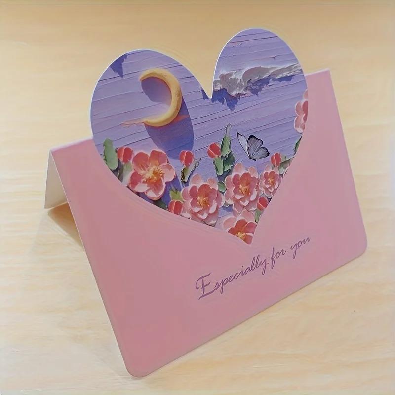 10 Sheets Cartoon 3D Oil Painting Greeting Card Handwritten Greeting Card Invitation Card Message and Greeting Card Student Gift Cards