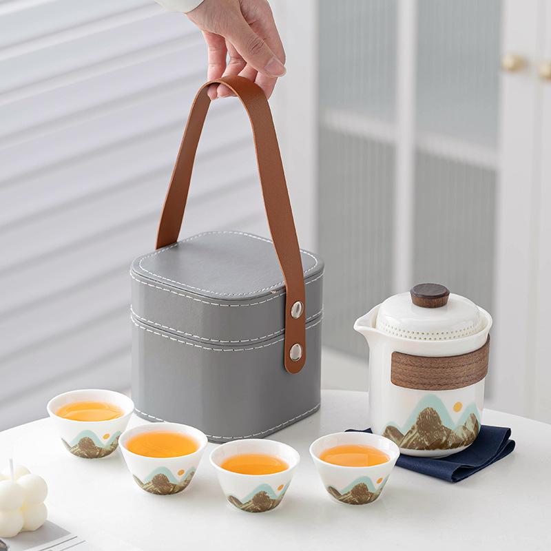 Reise-Teeset kleines Set tragbare Express-Tasse Outdoor-Camping Kung-Fu-Teeset Teekanne Teetasse Geschäftsgeschenk