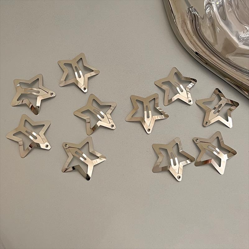50 Pcs Y2K Star Hair Clips Snap Hair Accessories Non Slip Clips For Girls Women Multiple Colors Metal Hair Barrettes Hairpins Quality