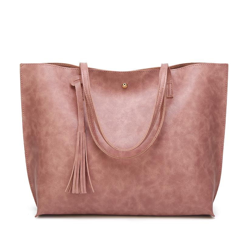 Retro Dames Draagtassen Draagbare Grote Capaciteit PU Leer Schoudertassen Mode Kwast Onderarmtassen Casual Commuter Handtassen