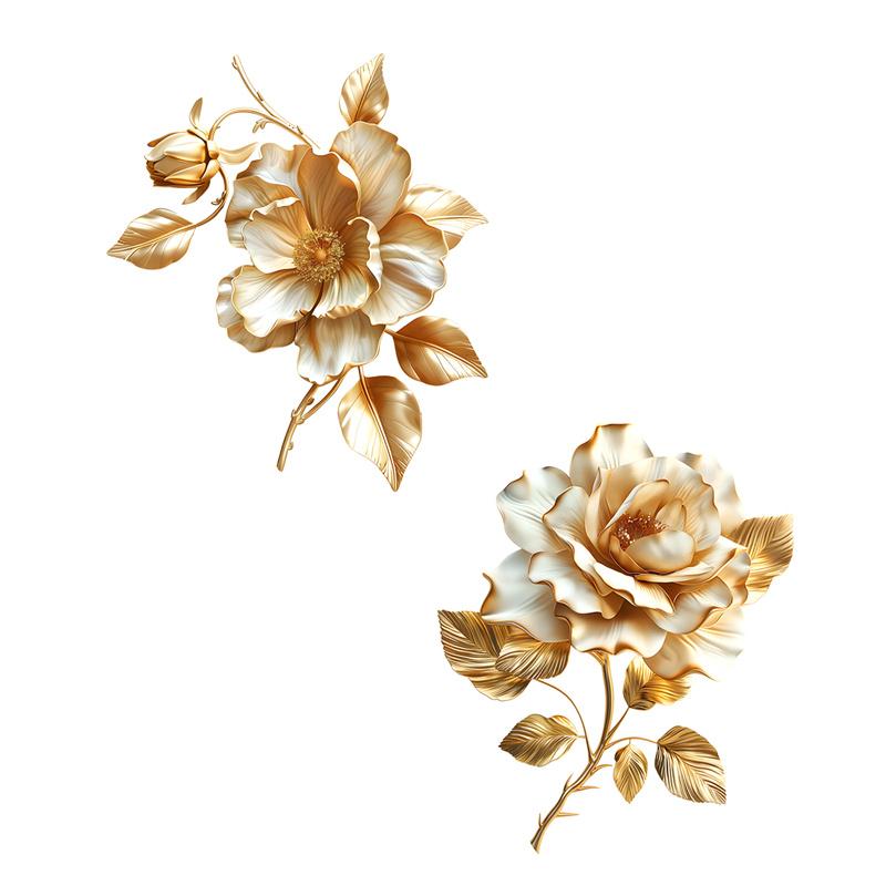 Schöner goldener Blumen-Toilettenaufkleber, Badezimmer-Toilettendeckel, dekorativer Aufkleber, wasserfest, selbstklebend