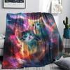 White Cat Print Flannel Blanket, High quality Comfortable for All Seasons, Home Decor, Warmth and Comfort, Perfect for Christmas Gifts