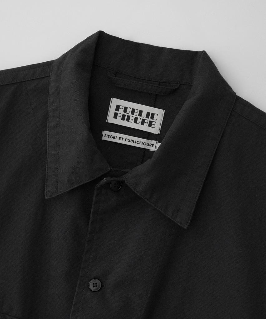 PUBLICFIGURE Patch Pocket Cotton Herringbone Shirt_Black