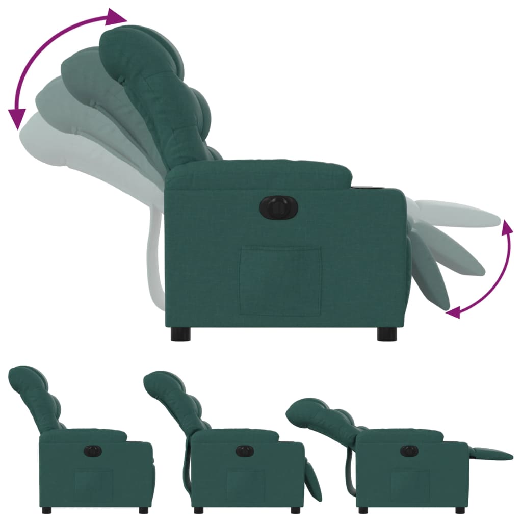 Vidaxl Electric Recliner, Dark Green, Fabric Upholstered