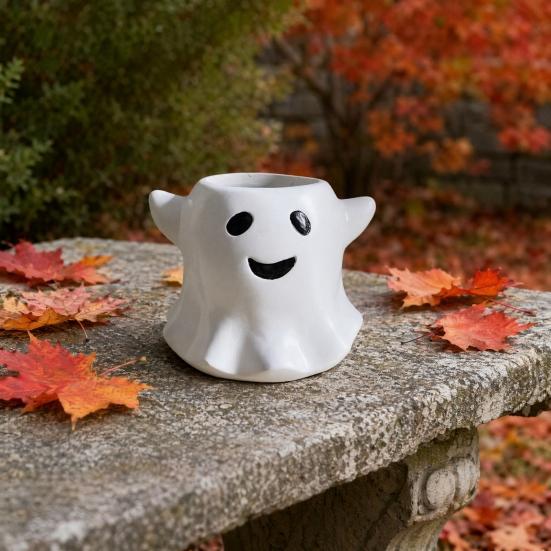 Yousheng Ghost Flowerpot, Waterproof Resin Halloween Vase, Spooky Cute Desktop Ornament, for Green Plants Holiday