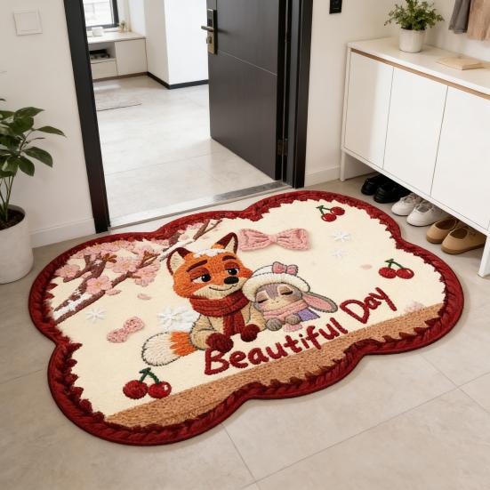 Diatom Mud Floor Mat Quick Dry Absorbent Bathroom Rug Non-Slip Cartoon Figure Entrance Mat for Bathroom Kitchen Bedroom