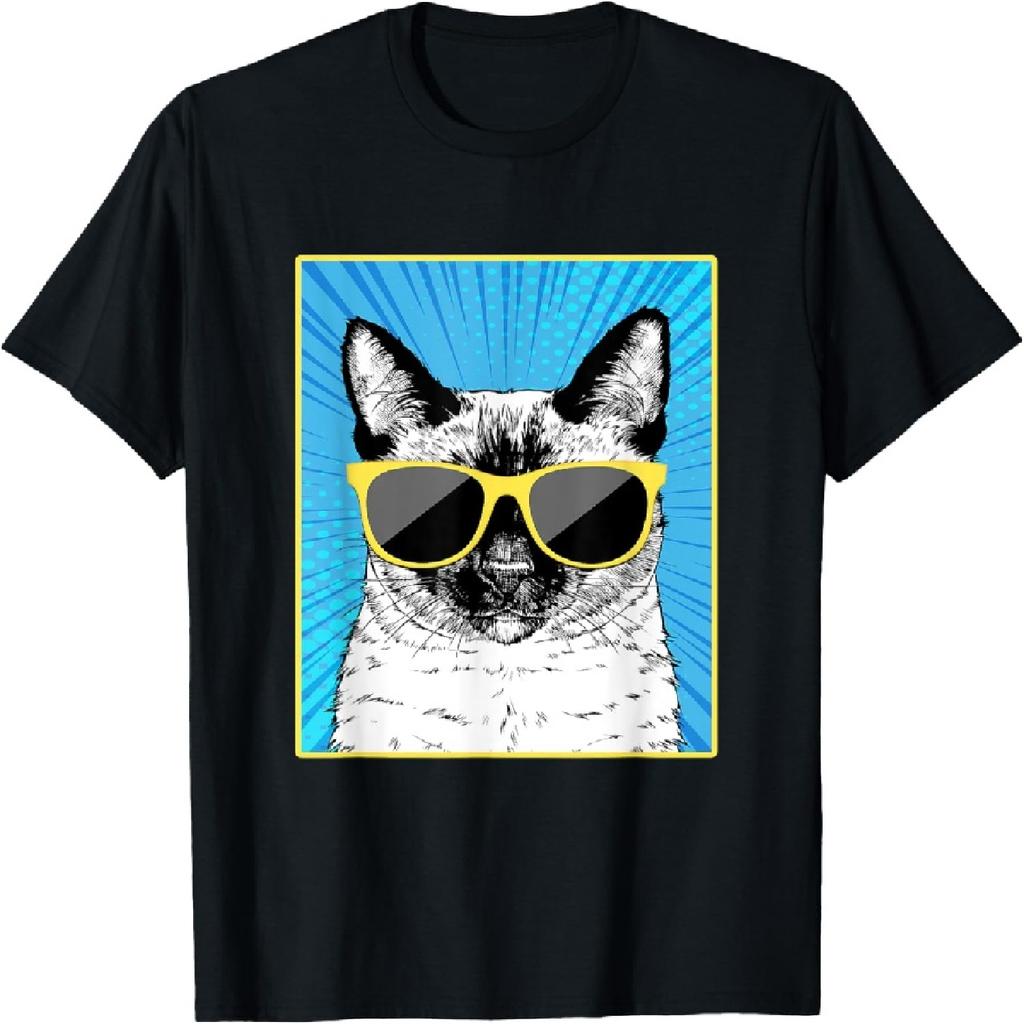 Siamese Cat Portrait Pop Art Cat with Sunglasses T-Shirt