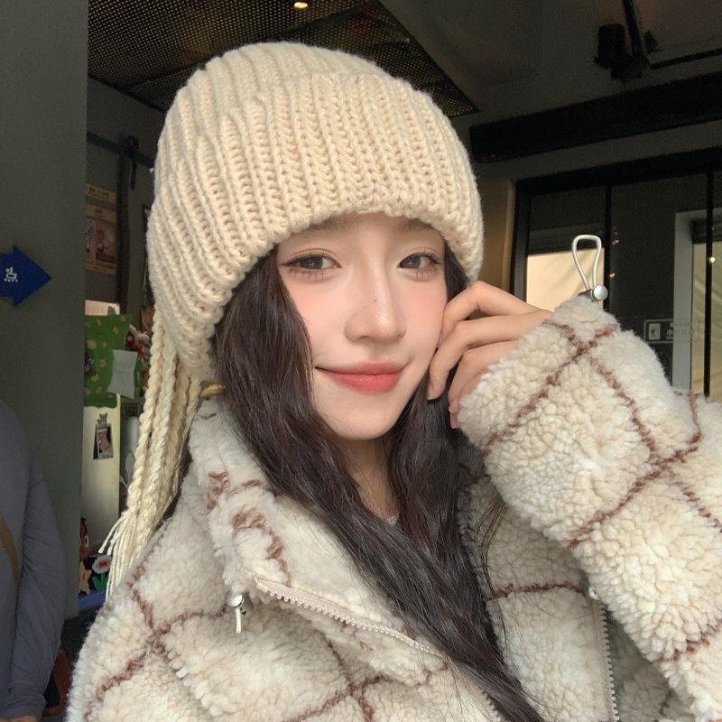 Korean New Autumn and Winter Hat for Women Cute Braids Knitted Wool Hat Solid Color Versatile Winter Cold Hat