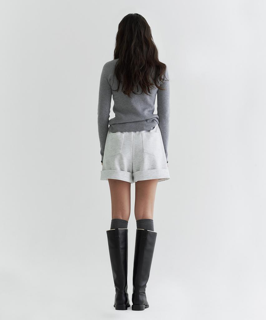 Peulleio Wholegarment Turtleneck Knit _ Melange Grey