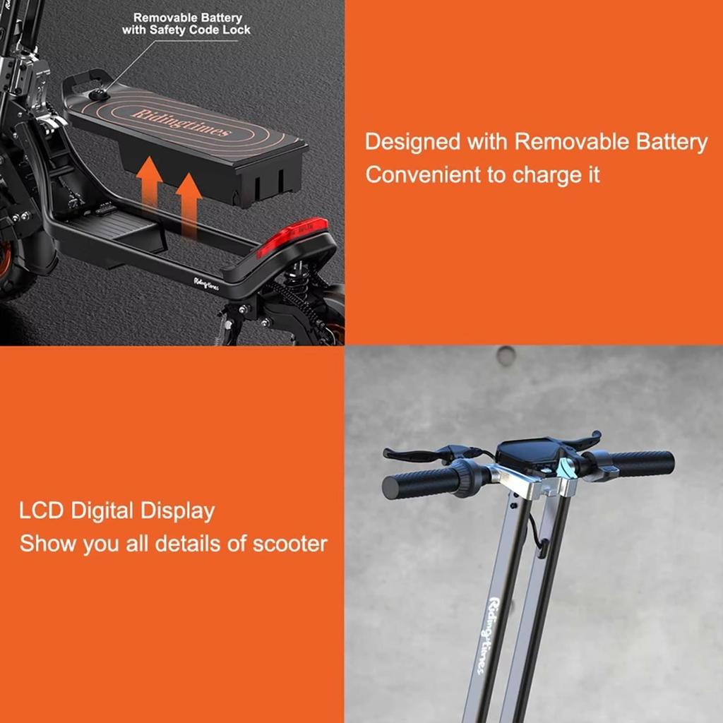 G63 2400W Doppio motore 48V 20AH Monopattino elettrico per adulti Batteria rimovibile Velocità massima 65 km/h Connettibile tramite Bluetooth Collassa Escoote