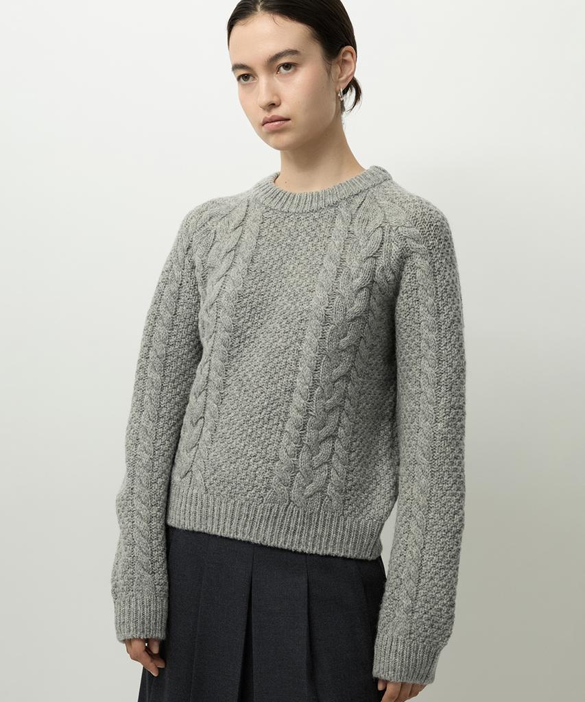 Leopeusaideuhwaiteulabel Shetland Cable Knit M.Grey