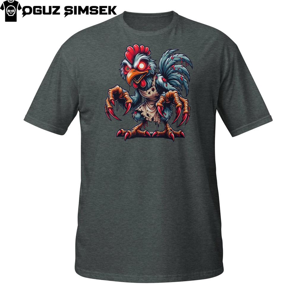 T-shirt Poulet en colère | Coq zombie fou avec des griffes | T-shirt Poule d'horreur